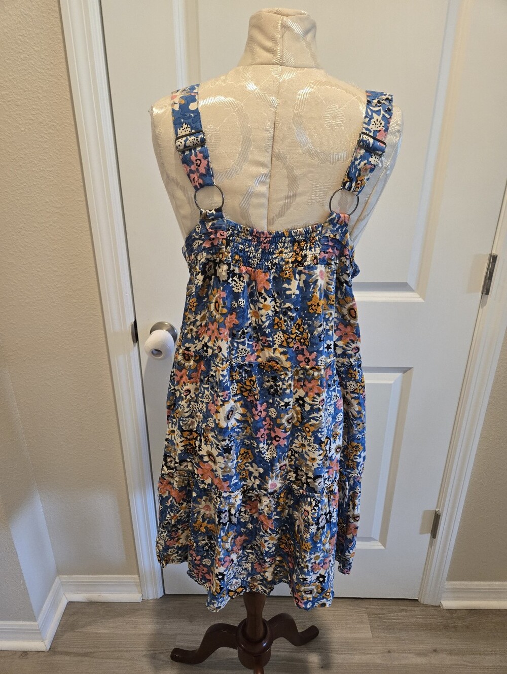 Natural Life Blue Floral Sundress with Yellow & Pink Accents, Size XL - Picture 5 of 9